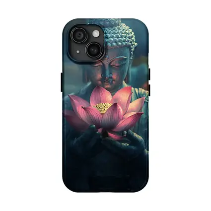 Buddha Statue Holding Pink Lotus Flower
