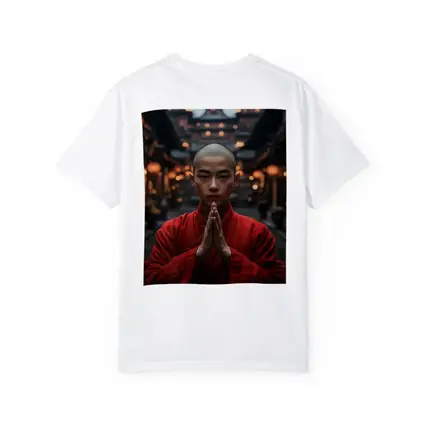 Young Buddhist Monk Praying Temple Lanterns