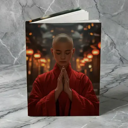Young Buddhist Monk Praying In Temple