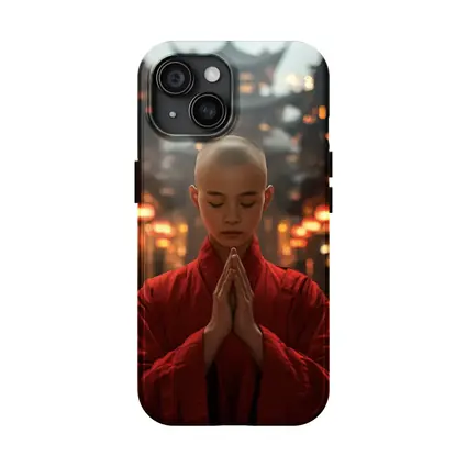Young Buddhist Monk Praying In Temple