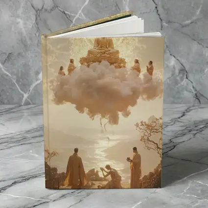 Golden Buddha Floating Cloud Monks Worship