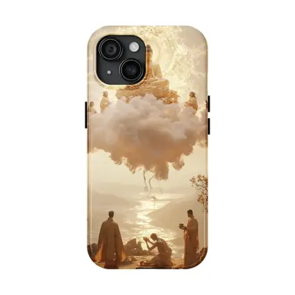 Golden Buddha Floating Cloud Monks Worship