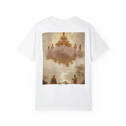 Golden Buddha Floating Cloud Monks Worship