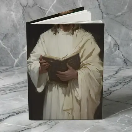 Jesus Christ Holding Bible White Robes