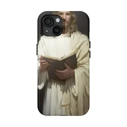 Jesus Christ Holding Bible White Robes