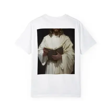 Jesus Christ Holding Bible White Robes