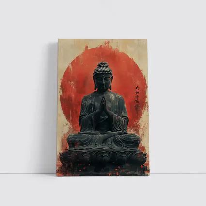 Buddha Statue Red Circle Japanese Art