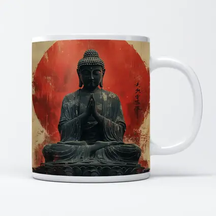 Buddha Statue Red Circle Japanese Art
