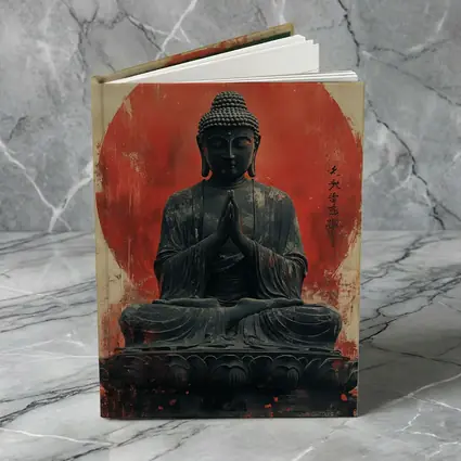 Buddha Statue Red Circle Japanese Art