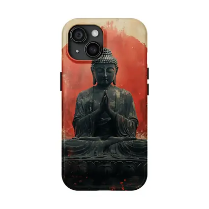 Buddha Statue Red Circle Japanese Art