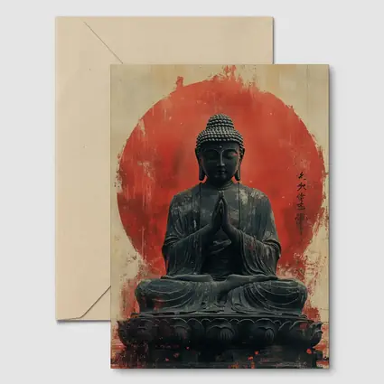 Buddha Statue Red Circle Japanese Art