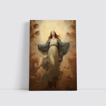 Virgin Mary Ascending Angels Religious Renaissance Art