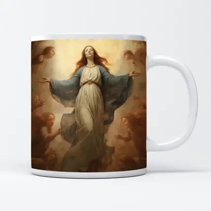 Virgin Mary Ascending Angels Religious Renaissance Art