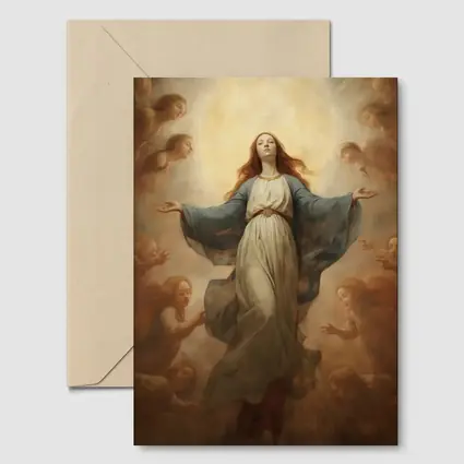 Virgin Mary Ascending Angels Religious Renaissance Art