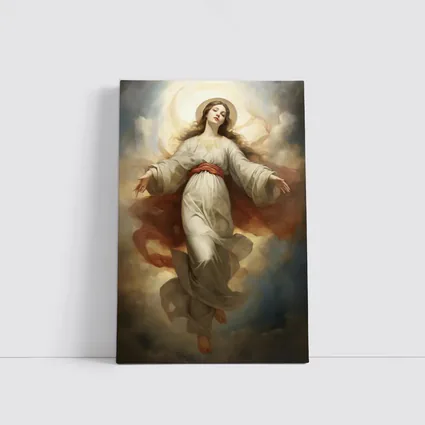 Virgin Mary Ascending Through Heavenly Clouds Art