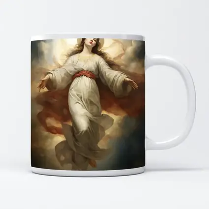 Virgin Mary Ascending Through Heavenly Clouds Art