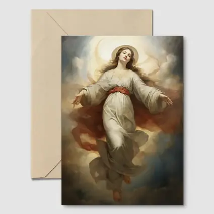 Virgin Mary Ascending Through Heavenly Clouds Art