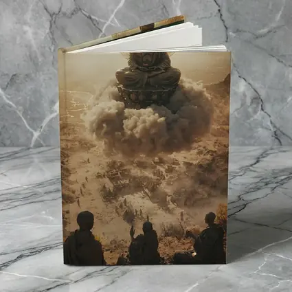 Giant Buddha Meditating Above Dusty Ancient Ruins