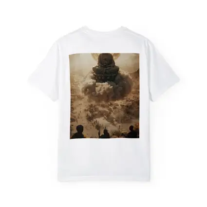 Giant Buddha Meditating Above Dusty Ancient Ruins