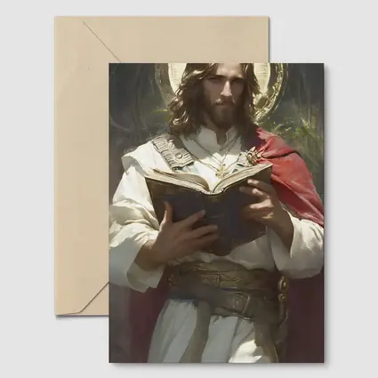 Jesus Christ Reading Holy Bible Painting Art