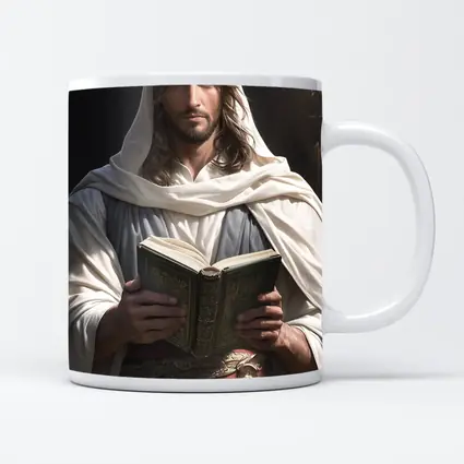 Jesus Christ Reading Holy Book Dark Background