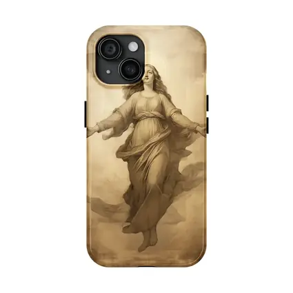 Virgin Mary Ascending Sepia Vintage Religious Art