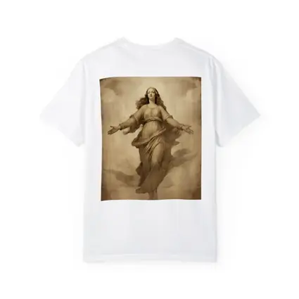 Virgin Mary Ascending Sepia Vintage Religious Art