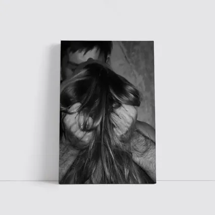 Black and White Intimate Couple Embrace Art