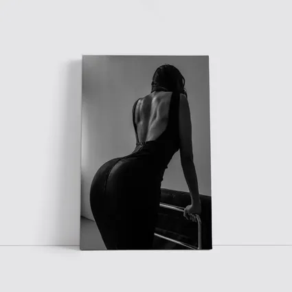 Black and White Woman Back Dress Art