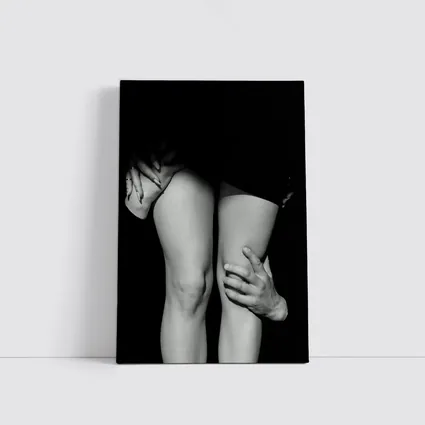 Black and White Couple Embrace Erotic Art