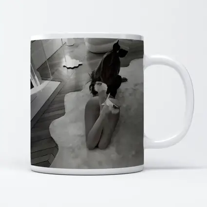 Bunny Girl Kneeling Luxury Bathroom Interior