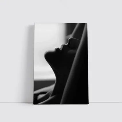 Black and White Female Profile Silhouette Art
