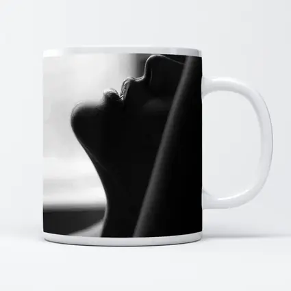 Black and White Female Profile Silhouette Art