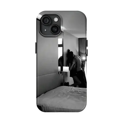 Couple Kissing Black White Hotel Room