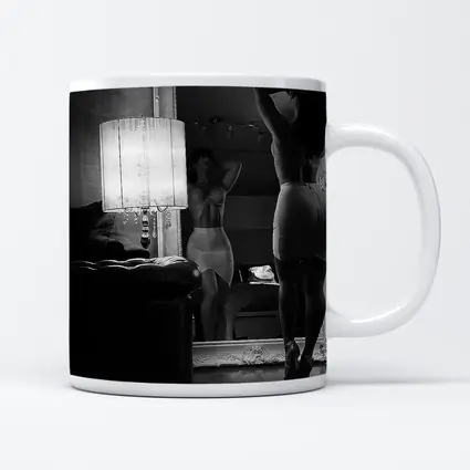 Woman Mirror Reflection Black White Boudoir