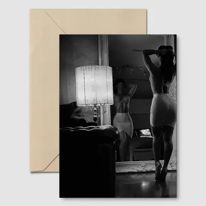 Woman Mirror Reflection Black White Boudoir