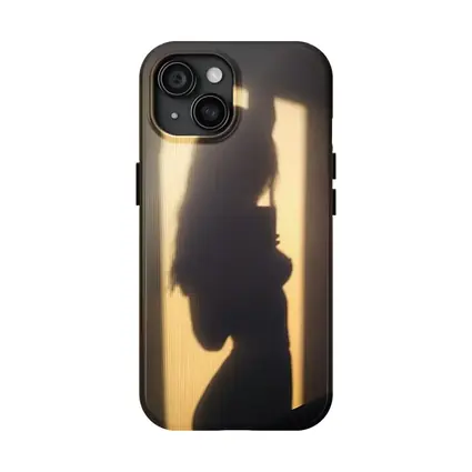 Woman Silhouette Shadow On Beige Wall