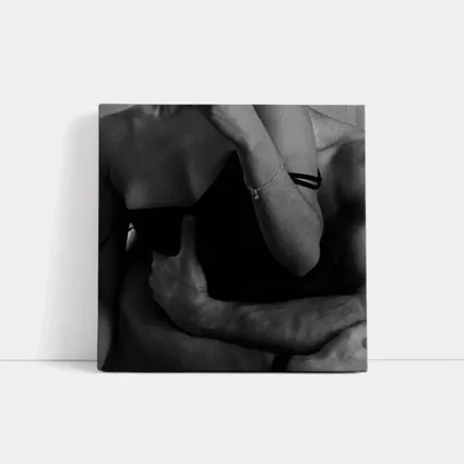 Black and White Couple Embrace Intimate Photography
