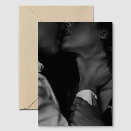 Intimate Black and White Couple Kiss Portrait