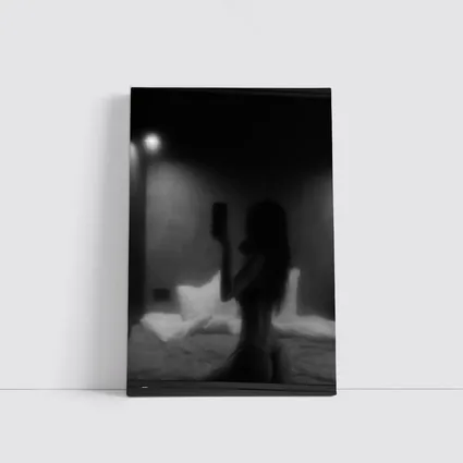 Woman Silhouette Black White Bedroom Night