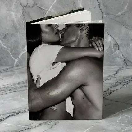 Black and White Couple Kissing Embrace Art