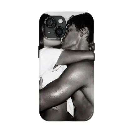 Black and White Couple Kissing Embrace Art