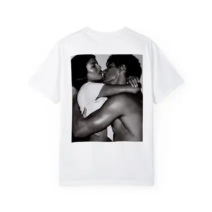 Black and White Couple Kissing Embrace Art