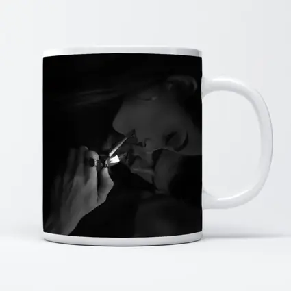 Woman Lighting Cigarette Black White Portrait