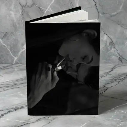 Woman Lighting Cigarette Black White Portrait