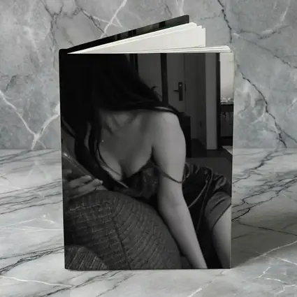 Black and White Woman Hotel Room Photo