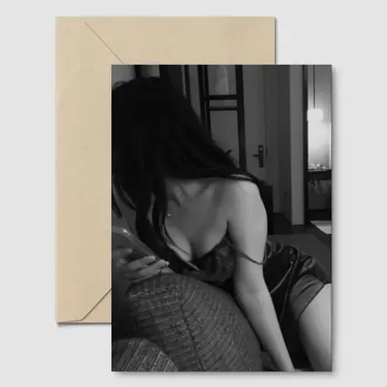 Black and White Woman Hotel Room Photo