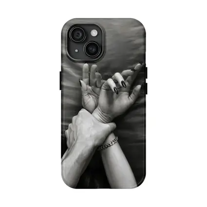 Black and White Hands Grasping Bed Sheet