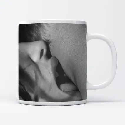 Black and White Intimate Kiss Close Up