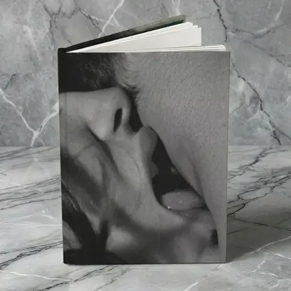 Black and White Intimate Kiss Close Up